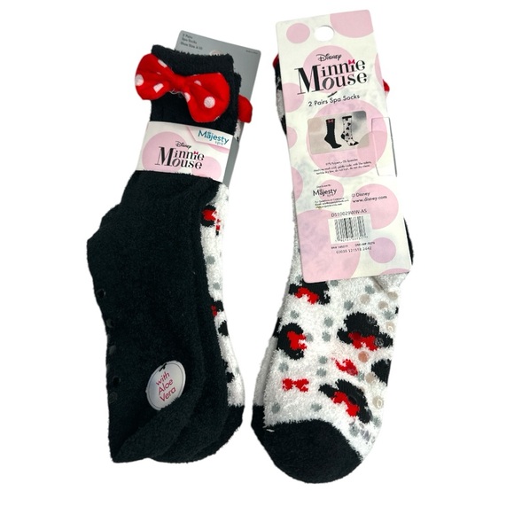 Disney Minnie Mouse Majesty Spa 2-Pack Socks W/Aloe Vera Size 4-10 - Picture 8 of 9